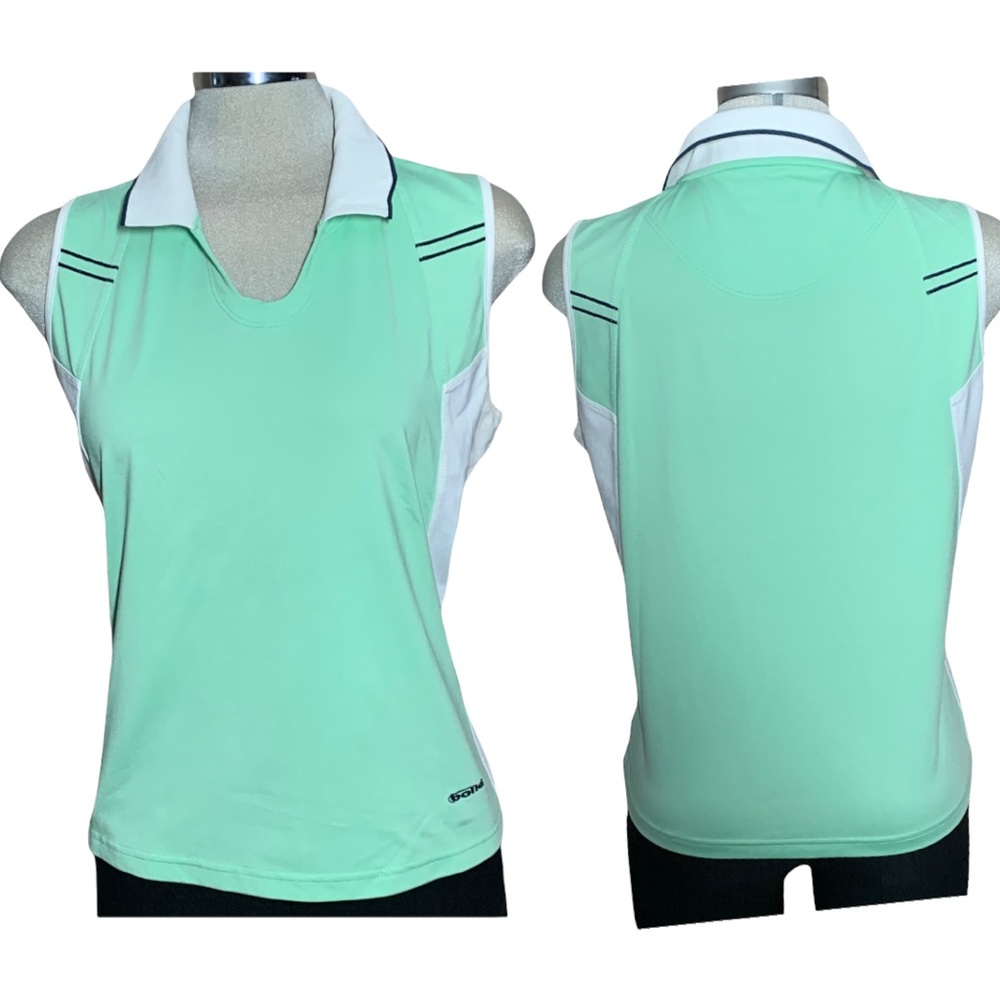 🌹 BOLLÉ Sport Green & White Sleeveless Top Size L